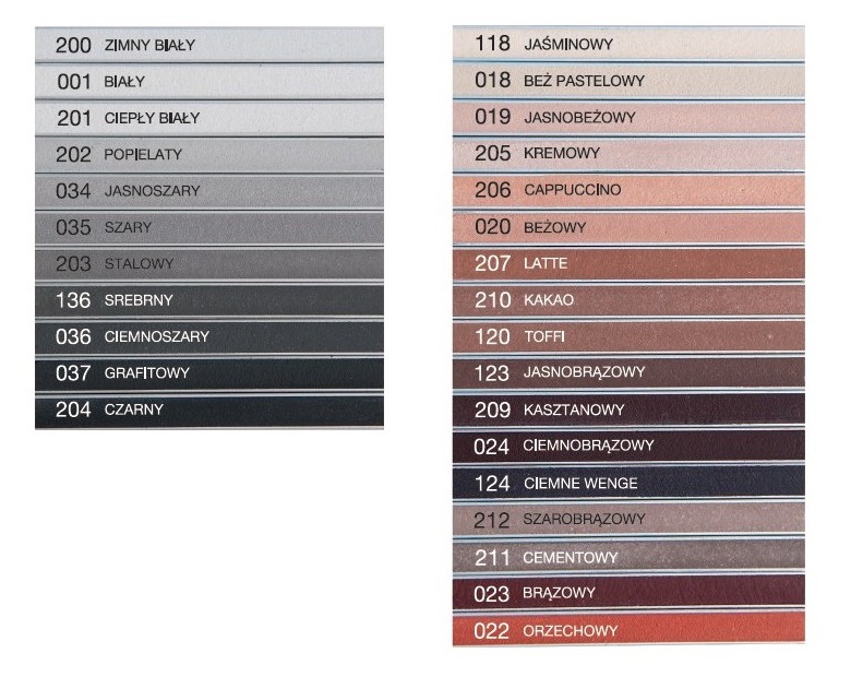 Atlas Elastic Grout colour chart